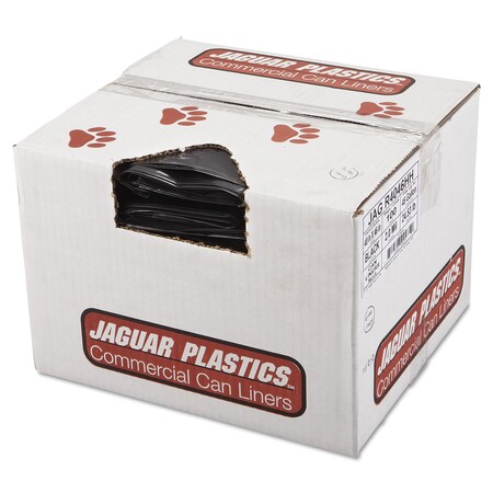 Jaguar Plastics Repro Low-Density Can Liners, 45 gal, 2 mil, 40" x 46", Black, PK100 JAGR4046HH